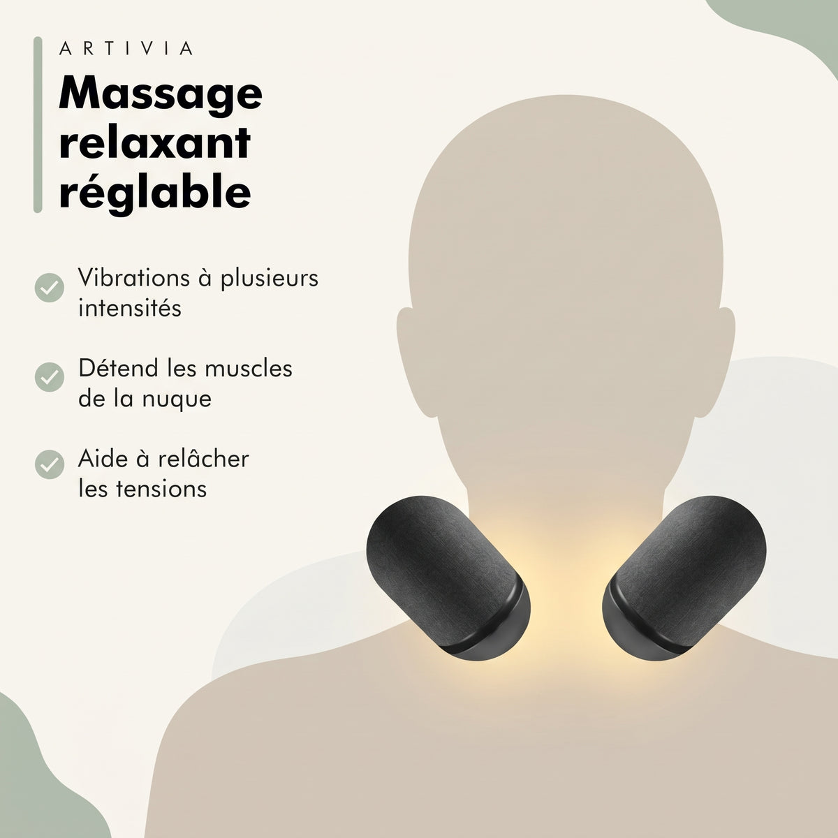Massage relaxant réglable : vibrations à plusieurs intensités